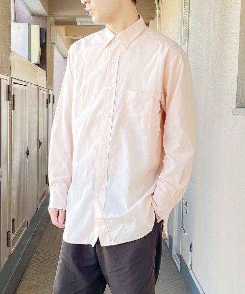 ARCH & LINE(アーチアンドライン)の「リヨセル混 長袖カラーシャツ Ly/Co COLOR SHIRT(シャツ/ブラウス・レディース・スミクロ/レモンイエロー/ピンク・3/2)」の3枚目の写真
