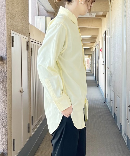 ARCH & LINE(アーチアンドライン)の「リヨセル混 長袖カラーシャツ Ly/Co COLOR SHIRT(シャツ/ブラウス・レディース・スミクロ/レモンイエロー/ピンク・3/2)」の5枚目の写真