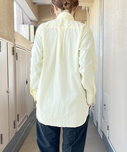 ARCH & LINE(アーチアンドライン)の「リヨセル混 長袖カラーシャツ Ly/Co COLOR SHIRT(シャツ/ブラウス・レディース・スミクロ/レモンイエロー/ピンク・3/2)」の6枚目の写真