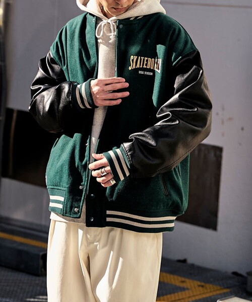 VISION/ヴィジョン】メルトンスタジャン/ワッペン刺繍/ブルゾン/ユニ