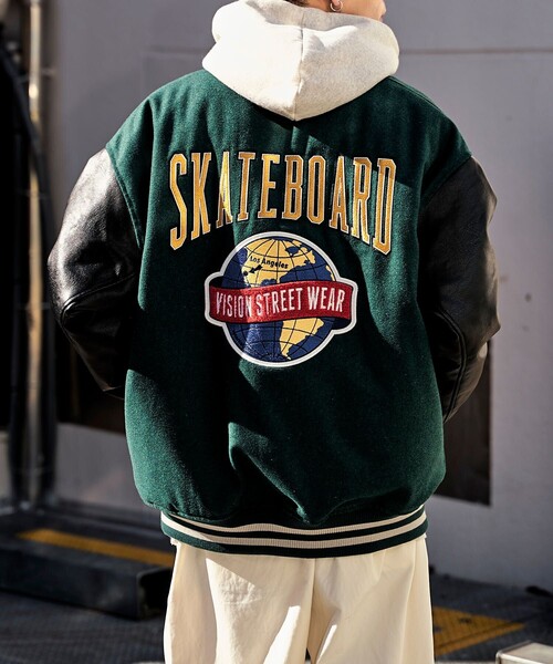 VISION/ヴィジョン】メルトンスタジャン/ワッペン刺繍/ブルゾン/ユニ