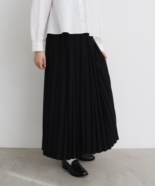 bulle de savon（ビュルデサボン）の「T/R ロングプリーツスカート（スカート・レディース・グレー/ブラック/ベージュ/ダークブラウン/モカ・FREE）」の6枚目の写真