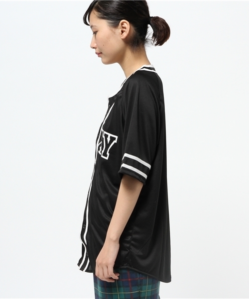 WEGO（ウィゴー）の「WEGO/メッシュベースボールシャツ（シャツ/ブラウス・レディース・オフホワイト/ブラック・FREE）」の8枚目の写真