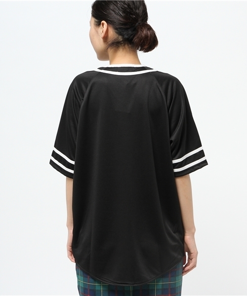 WEGO（ウィゴー）の「WEGO/メッシュベースボールシャツ（シャツ/ブラウス・レディース・オフホワイト/ブラック・FREE）」の9枚目の写真