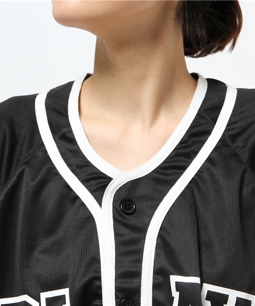 WEGO（ウィゴー）の「WEGO/メッシュベースボールシャツ（シャツ/ブラウス・レディース・オフホワイト/ブラック・FREE）」の10枚目の写真