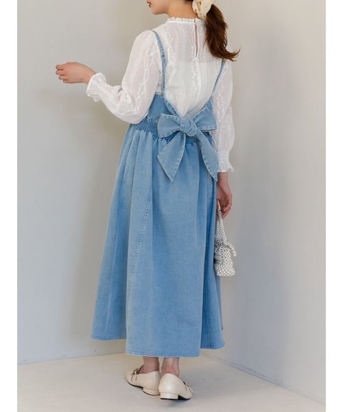 SLURR（スラ―）の「バックリボンデニムジャンスカ（ワンピース）」 - WEAR