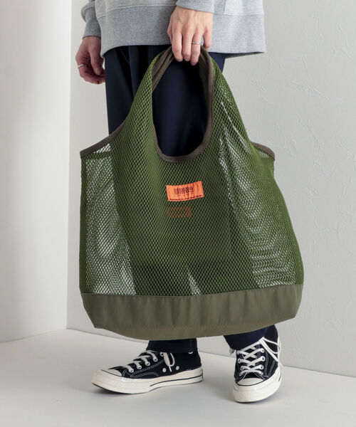 UNIVERSAL OVERALL（ユニバーサルオーバーオール）の「【UNIVERSAL OVERALL/ユニバーサルオーバーオール】Mesh tote bag メッシュトートバッグ（トートバッグ・メンズ・ホワイト/ブラック/オリーブ・FREE）」の3枚目の写真