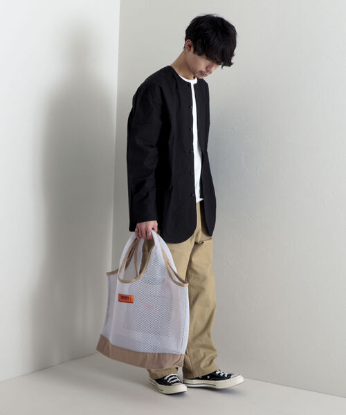 UNIVERSAL OVERALL（ユニバーサルオーバーオール）の「【UNIVERSAL OVERALL/ユニバーサルオーバーオール】Mesh tote bag メッシュトートバッグ（トートバッグ・メンズ・ホワイト/ブラック/オリーブ・FREE）」の14枚目の写真