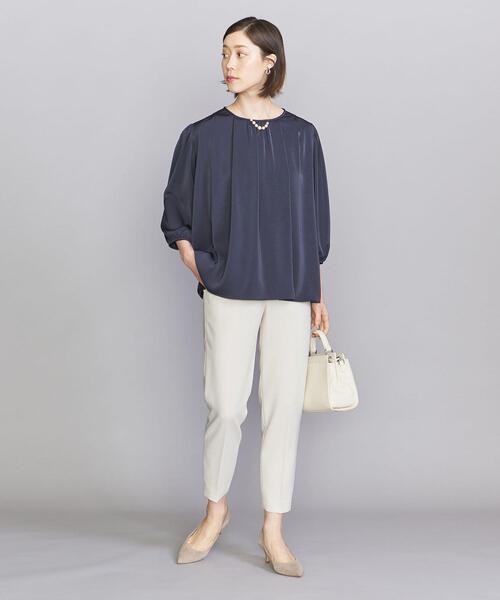 BEAUTY&YOUTH UNITED ARROWS(ビューティーアンドユースユナイテッドアローズ)の「BY ダブルクロス テーパード パンツ -ウォッシャブル-◆(スラックス・レディース・ナチュラル/ネイビー・S/M/L)」の4枚目の写真