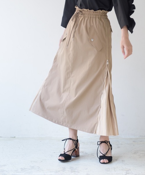 La SRIC（ラスリック）の「La SRIC / サイドZIPプリーツSK（スカート・レディース・ネイビー/キャメル・38）」の20枚目の写真