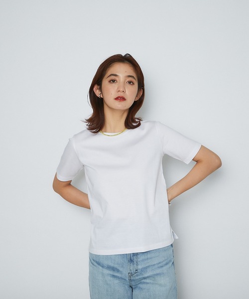 RIVE DROITE(リヴドロワ)の「スーピマコットンクルーネックカットソー(Tシャツ/カットソー・レディース・オフホワイト/ベージュ/ネイビー/ピンク・FREE)」の9枚目の写真