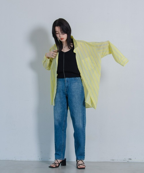 AIC.(エーアイシー)の「ハイウエストデニムテーパードパンツ(デニムパンツ・レディース・オフホワイト/ブルー/グリーン・SMALL/MEDIUM)」の21枚目の写真