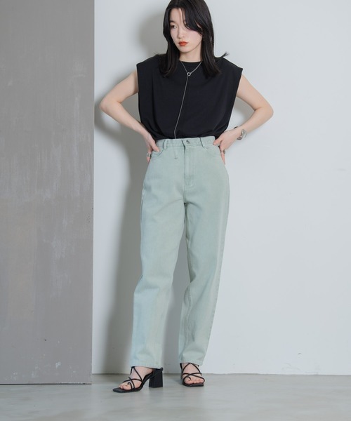 AIC.(エーアイシー)の「ハイウエストデニムテーパードパンツ(デニムパンツ・レディース・オフホワイト/ブルー/グリーン・SMALL/MEDIUM)」の17枚目の写真