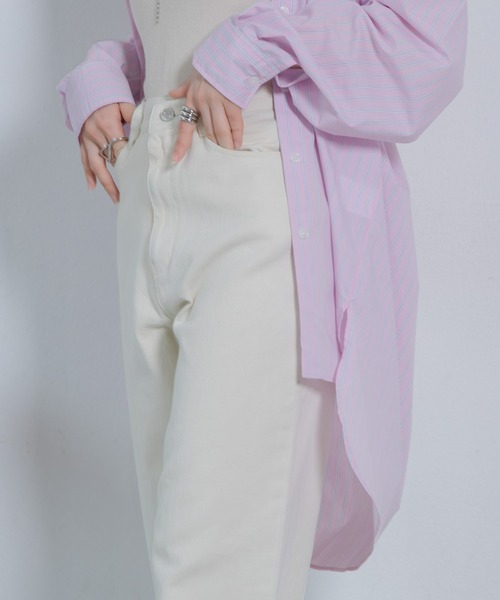 AIC.(エーアイシー)の「ハイウエストデニムテーパードパンツ(デニムパンツ・レディース・オフホワイト/ブルー/グリーン・SMALL/MEDIUM)」の6枚目の写真