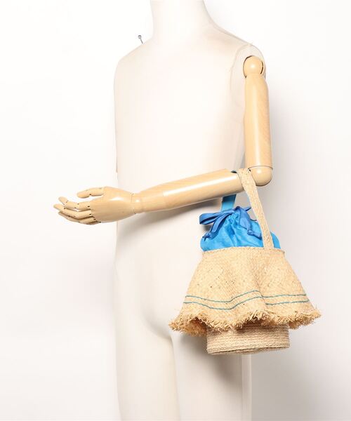 kakatoo（カカトゥ）の「カカトゥ kakatoo / ラフィアラッフルステッチワークワンショルダー（かごバッグ・レディース・ブラック/オレンジ/ブルー/イエロー・FREE）」の8枚目の写真