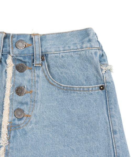 PUNYUS(プニュズ)の「リメイク風デニムミニスカート(デニムスカート・レディース・ブラック/ライトブルー・1/2/3/4)」の8枚目の写真