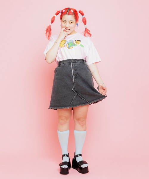 PUNYUS(プニュズ)の「リメイク風デニムミニスカート(デニムスカート・レディース・ブラック/ライトブルー・1/2/3/4)」の15枚目の写真