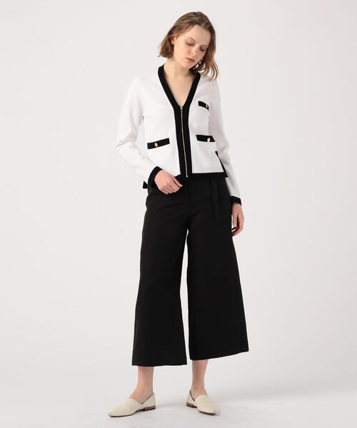 TOMORROWLAND （トゥモローランド）の「コットンミラノリブ Vネックカーディガン（カーディガン/ボレロ・レディース・ブラック系その他/ホワイト系・S）」の4枚目の写真