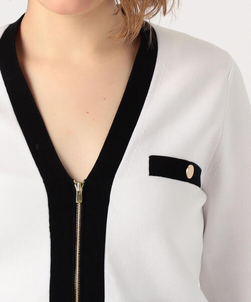 TOMORROWLAND （トゥモローランド）の「コットンミラノリブ Vネックカーディガン（カーディガン/ボレロ・レディース・ブラック系その他/ホワイト系・S）」の9枚目の写真