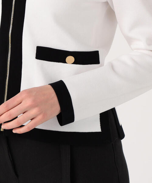 TOMORROWLAND （トゥモローランド）の「コットンミラノリブ Vネックカーディガン（カーディガン/ボレロ・レディース・ブラック系その他/ホワイト系・S）」の10枚目の写真