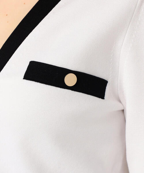 TOMORROWLAND （トゥモローランド）の「コットンミラノリブ Vネックカーディガン（カーディガン/ボレロ・レディース・ブラック系その他/ホワイト系・S）」の12枚目の写真