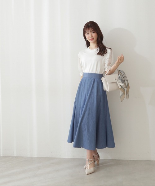 PROPORTION BODY DRESSING（プロポーションボディドレッシング）の「シャンブレーフレアースカート / 1212120316（スカート・レディース・ブルー/ダークネイビー・SMALL/MEDIUM）」の6枚目の写真