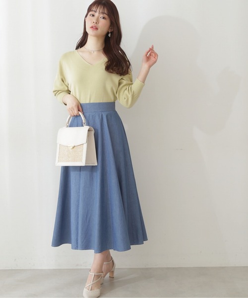 PROPORTION BODY DRESSING（プロポーションボディドレッシング）の「シャンブレーフレアースカート / 1212120316（スカート・レディース・ブルー/ダークネイビー・SMALL/MEDIUM）」の5枚目の写真