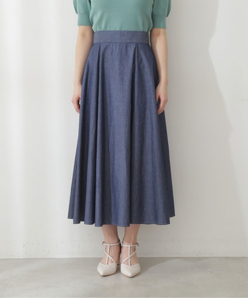 PROPORTION BODY DRESSING（プロポーションボディドレッシング）の「シャンブレーフレアースカート / 1212120316（スカート・レディース・ブルー/ダークネイビー・SMALL/MEDIUM）」の4枚目の写真