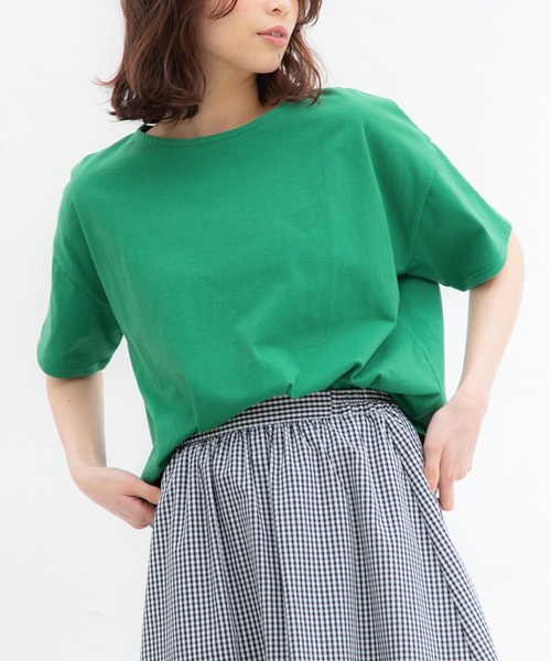 Honeys(ハニーズ)の「ゆるTシャツ(Tシャツ/カットソー・レディース・ブラック/オフホワイト/グリーン/ホワイト×グリーン/ベージュ系その他/ブルー系その他/ホワイト×ネイビー/ホワイト×ピンク・LL/S/M/L)」の7枚目の写真