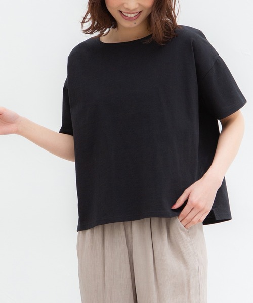 Honeys(ハニーズ)の「ゆるTシャツ(Tシャツ/カットソー・レディース・ブラック/オフホワイト/グリーン/ホワイト×グリーン/ベージュ系その他/ブルー系その他/ホワイト×ネイビー/ホワイト×ピンク・LL/S/M/L)」の5枚目の写真