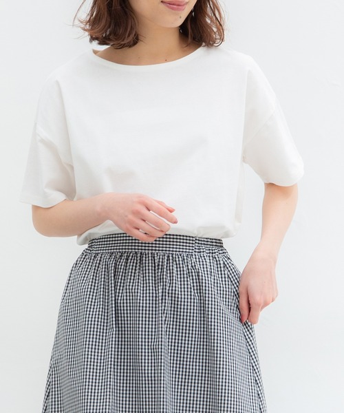 Honeys(ハニーズ)の「ゆるTシャツ(Tシャツ/カットソー・レディース・ブラック/オフホワイト/グリーン/ホワイト×グリーン/ベージュ系その他/ブルー系その他/ホワイト×ネイビー/ホワイト×ピンク・LL/S/M/L)」の15枚目の写真