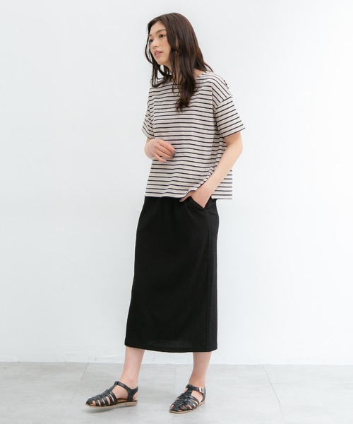 Honeys(ハニーズ)の「ゆるTシャツ(Tシャツ/カットソー・レディース・ブラック/オフホワイト/グリーン/ホワイト×グリーン/ベージュ系その他/ブルー系その他/ホワイト×ネイビー/ホワイト×ピンク・LL/S/M/L)」の13枚目の写真