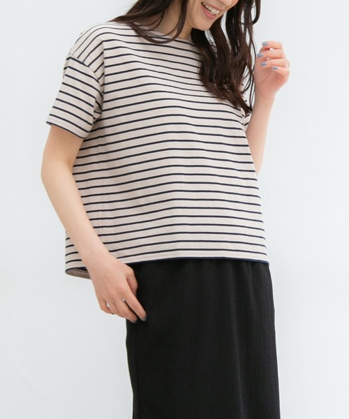 Honeys(ハニーズ)の「ゆるTシャツ(Tシャツ/カットソー・レディース・ブラック/オフホワイト/グリーン/ホワイト×グリーン/ベージュ系その他/ブルー系その他/ホワイト×ネイビー/ホワイト×ピンク・LL/S/M/L)」の18枚目の写真