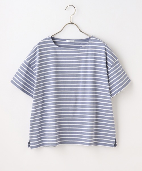 Honeys(ハニーズ)の「ゆるTシャツ(Tシャツ/カットソー・レディース・ブラック/オフホワイト/グリーン/ホワイト×グリーン/ベージュ系その他/ブルー系その他/ホワイト×ネイビー/ホワイト×ピンク・LL/S/M/L)」の9枚目の写真