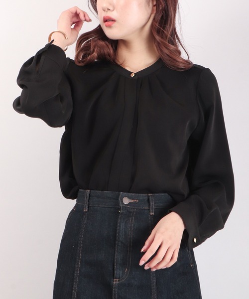 Brownie（ブラウニー）の「Brownie フロントタック 2WAYブラウス（シャツ/ブラウス・レディース・ブラック/オフホワイト/オレンジ/グリーン・FREE）」の17枚目の写真