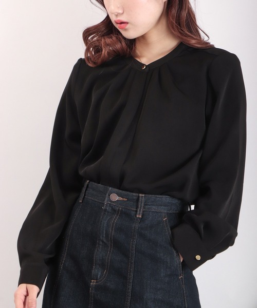 Brownie（ブラウニー）の「Brownie フロントタック 2WAYブラウス（シャツ/ブラウス・レディース・ブラック/オフホワイト/オレンジ/グリーン・FREE）」の16枚目の写真