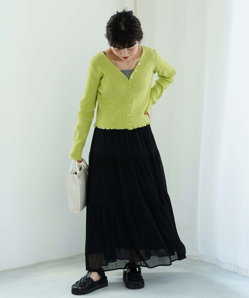 archives（アルシーヴ）の「シフォン楊柳ティアードスカート（スカート・レディース・ブラック/グリーン/アイボリー/ピンクベージュ・MEDIUM）」の19枚目の写真