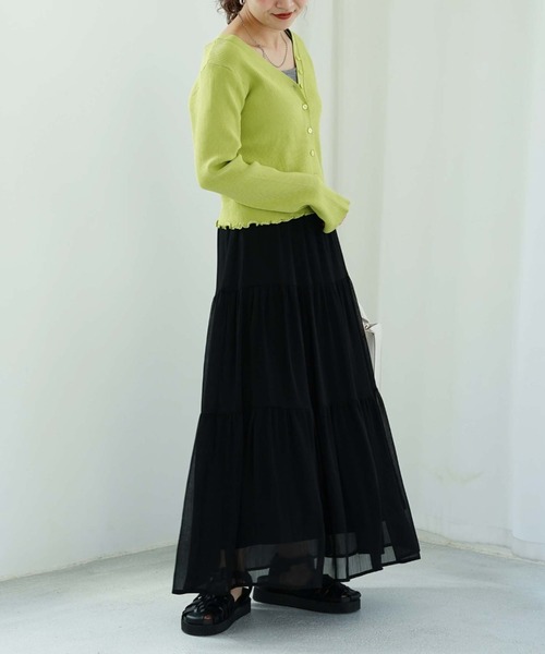 archives（アルシーヴ）の「シフォン楊柳ティアードスカート（スカート・レディース・ブラック/グリーン/アイボリー/ピンクベージュ・MEDIUM）」の20枚目の写真