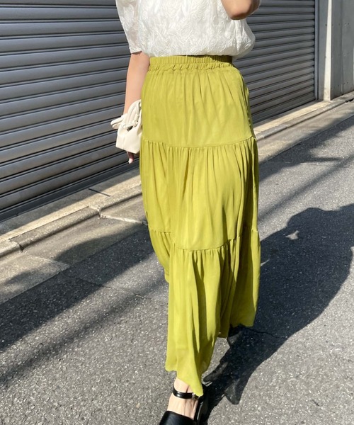 archives（アルシーヴ）の「シフォン楊柳ティアードスカート（スカート・レディース・ブラック/グリーン/アイボリー/ピンクベージュ・MEDIUM）」の16枚目の写真