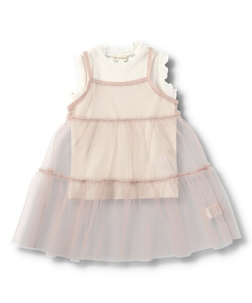 BRANSHES（ブランシェス）の「Tシャツ×チュールキャミソールセット（Tシャツ/カットソー・キッズ・チャコールグレー/オフホワイト・120/150/90/110/100/130/140）」の10枚目の写真