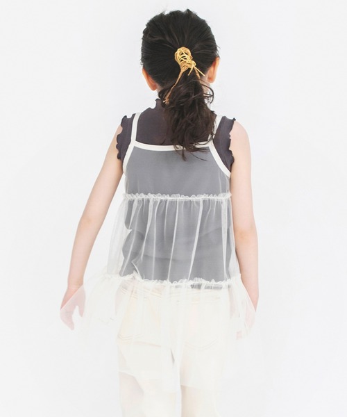 BRANSHES（ブランシェス）の「Tシャツ×チュールキャミソールセット（Tシャツ/カットソー・キッズ・チャコールグレー/オフホワイト・120/150/90/110/100/130/140）」の5枚目の写真