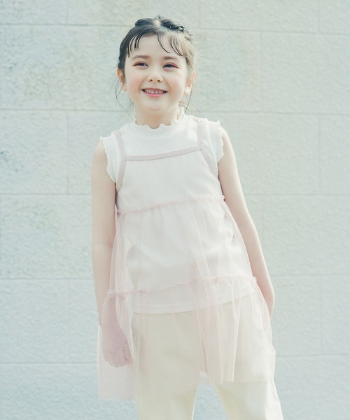BRANSHES（ブランシェス）の「Tシャツ×チュールキャミソールセット（Tシャツ/カットソー・キッズ・チャコールグレー/オフホワイト・120/150/90/110/100/130/140）」の22枚目の写真