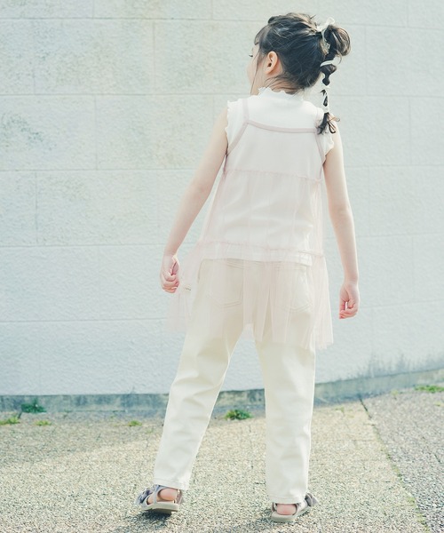 BRANSHES（ブランシェス）の「Tシャツ×チュールキャミソールセット（Tシャツ/カットソー・キッズ・チャコールグレー/オフホワイト・120/150/90/110/100/130/140）」の13枚目の写真