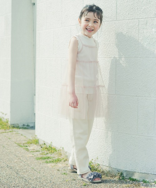 BRANSHES（ブランシェス）の「Tシャツ×チュールキャミソールセット（Tシャツ/カットソー・キッズ・チャコールグレー/オフホワイト・120/150/90/110/100/130/140）」の8枚目の写真