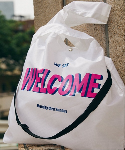 JOURNAL STANDARD（ジャーナルスタンダード）の「【MISHIMA MART/ミシママート】ウェルカム プリント バック（エコバッグ/サブバッグ・メンズ・ホワイト系その他/ホワイト・FREE）」の4枚目の写真