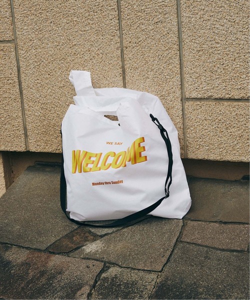 JOURNAL STANDARD（ジャーナルスタンダード）の「【MISHIMA MART/ミシママート】ウェルカム プリント バック（エコバッグ/サブバッグ・メンズ・ホワイト系その他/ホワイト・FREE）」の5枚目の写真