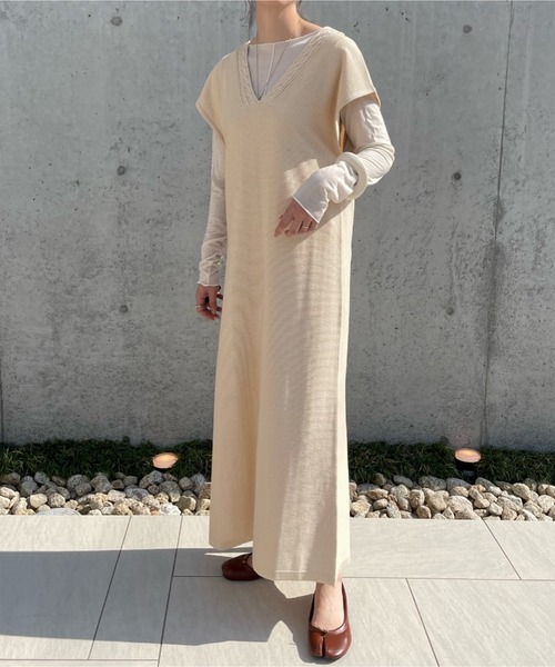 select MOCA by misato（セレクトモカバイミサト）の「2022 SS ケーブル編みニット2WAYワンピース（ワンピース・レディース・ブラック/カーキ/アイボリー・FREE）」の7枚目の写真