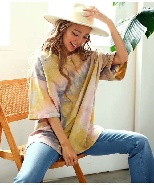 anap mimpi(アナップミンピ)の「タイダイビッグTシャツ(Tシャツ/カットソー・レディース・グレー/ピンク/オレンジ・FREE)」の9枚目の写真