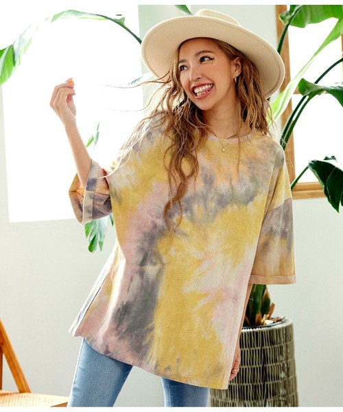 anap mimpi(アナップミンピ)の「タイダイビッグTシャツ(Tシャツ/カットソー・レディース・グレー/ピンク/オレンジ・FREE)」の21枚目の写真