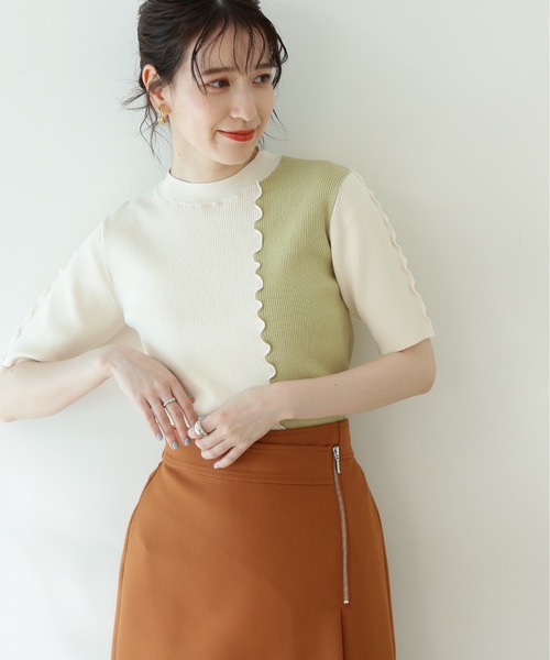 N.(N. Natural Beauty Basic)(エヌエヌナチュラルビューティーベーシック)の「◆バイカラーメローニット(ニット/セーター・レディース・ホワイト系その他/ベージュ系その他/ブルー系その他・MEDIUM)」の2枚目の写真